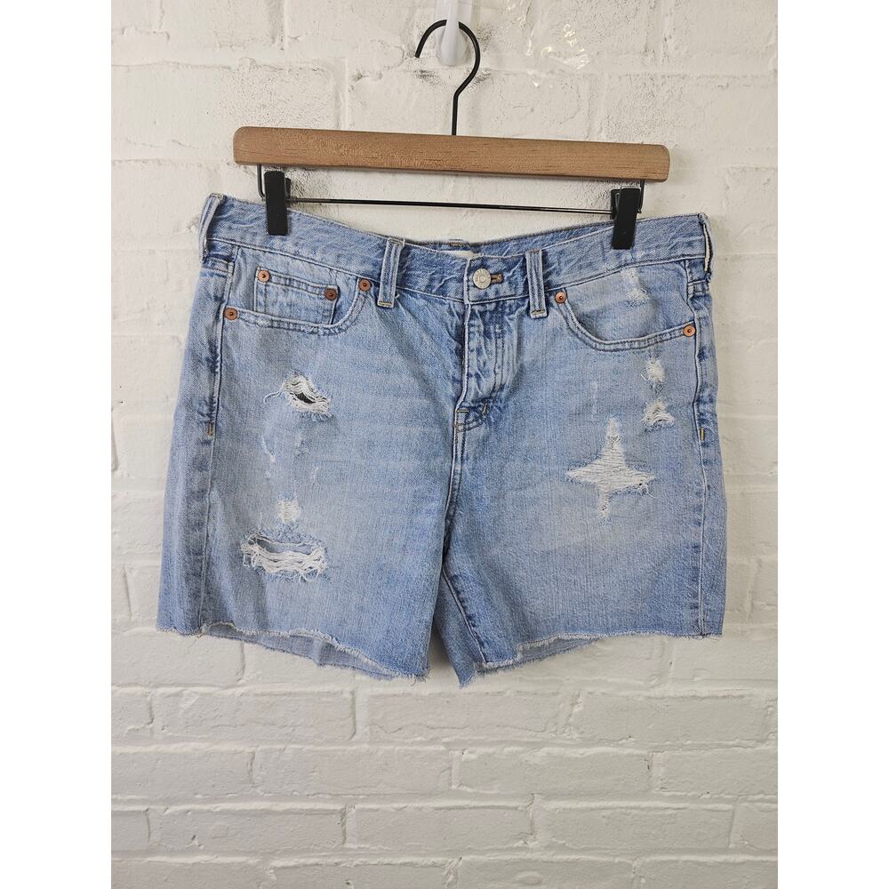 Madewell Women's Denim Distressed Stretch Cut-Off Chino Short Blue Size 29